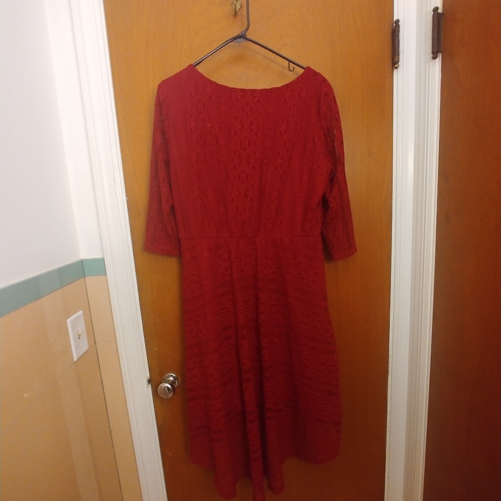 Red hi-lo lace dress